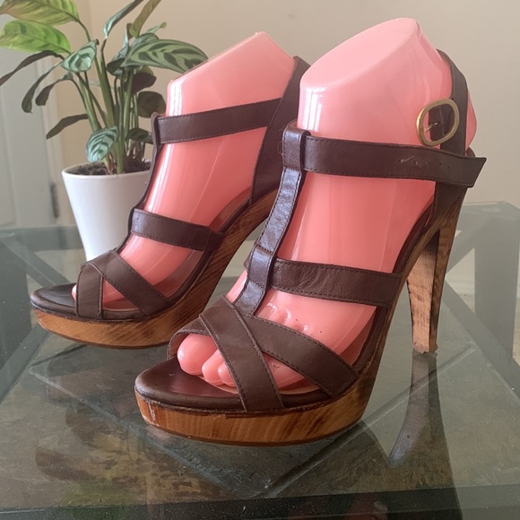 MaxMara Platform Wood Strap Sandals - Picture 10 of 10